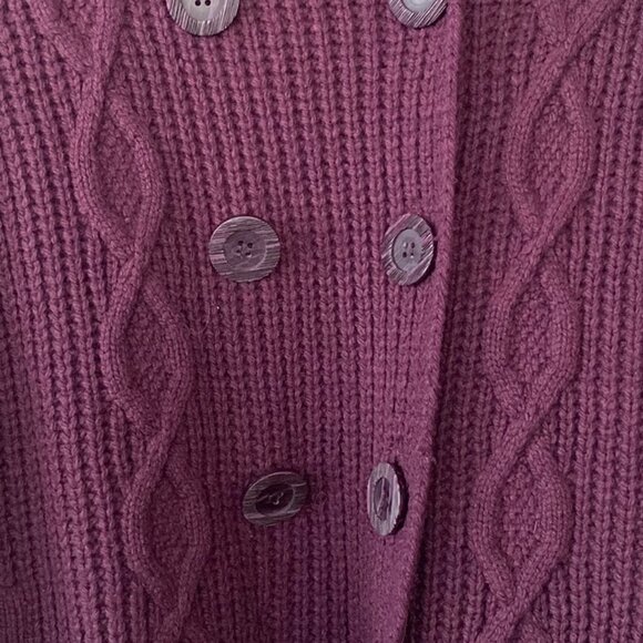 Anthropologie Charlie & Robin Golden Gate Cableknit Cardigan, Purple, Size S - Picture 2 of 6